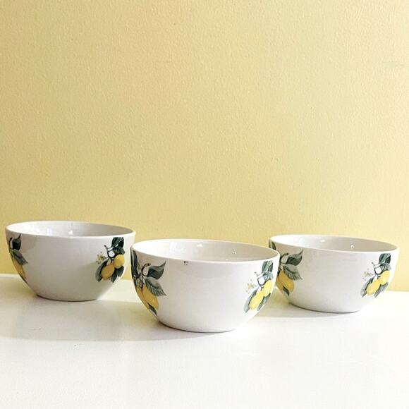 3 Royal Norfolk Lemon Ceramic Bowls Soup Salad Cereal Pasta Bowl Set - Picture 2 of 8
